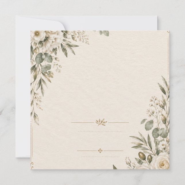 Invitación de boda elegante botánica europea (Anverso)