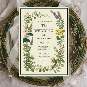 Invitación de Boda Elegante Botánica Vintage