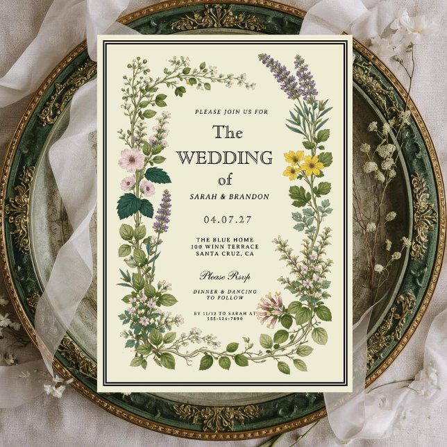 Invitación de Boda Elegante Botánica Vintage (Subido por el creador)