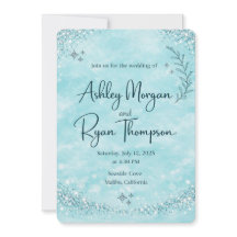 Invitación de boda elegante - Brillo azul