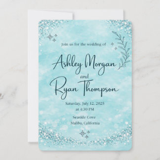 Invitación de boda elegante - Brillo azul