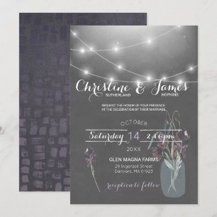 Invitación de boda elegante ciruela, lila y gris