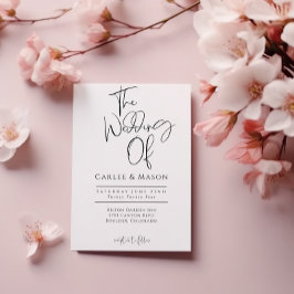 Invitación de boda elegante clásica en negro y bla