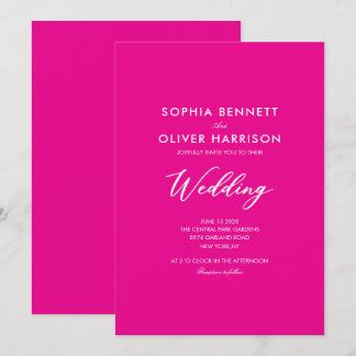 invitación de boda elegante CLÁSICO ROSA simple