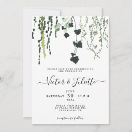 Invitación de boda elegante colgante de eucalipto