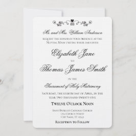 Invitación de boda elegante con acento de corazón