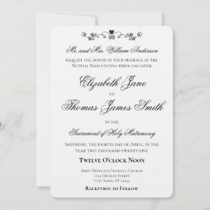 Invitación de boda elegante con acento de corazón