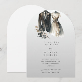 Invitación de boda elegante con acuarela – Arco mo