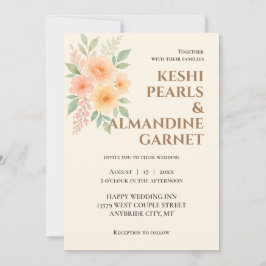 Invitación de boda elegante con acuarela floral