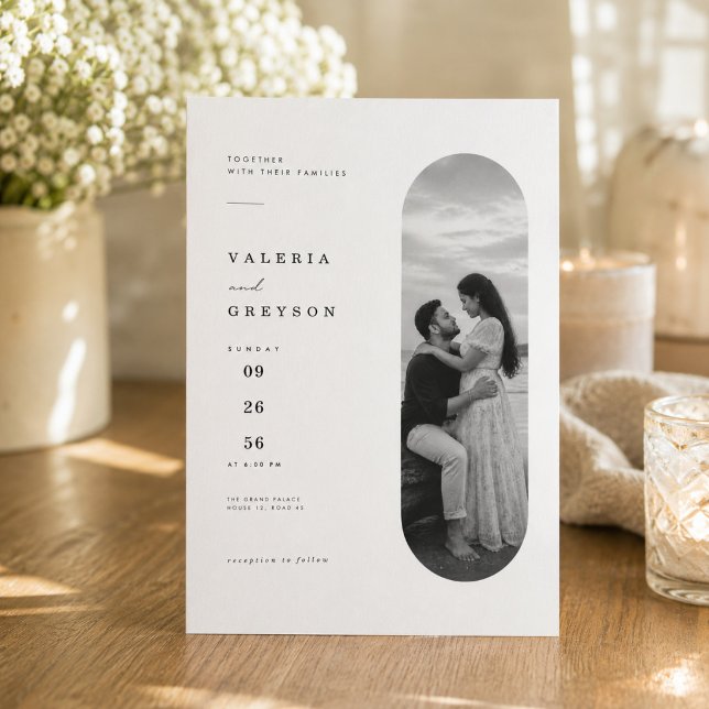 Invitación de boda elegante con arco ovalado edito (Subido por el creador)
