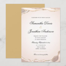 Invitación de boda elegante con brillo de oro rosa