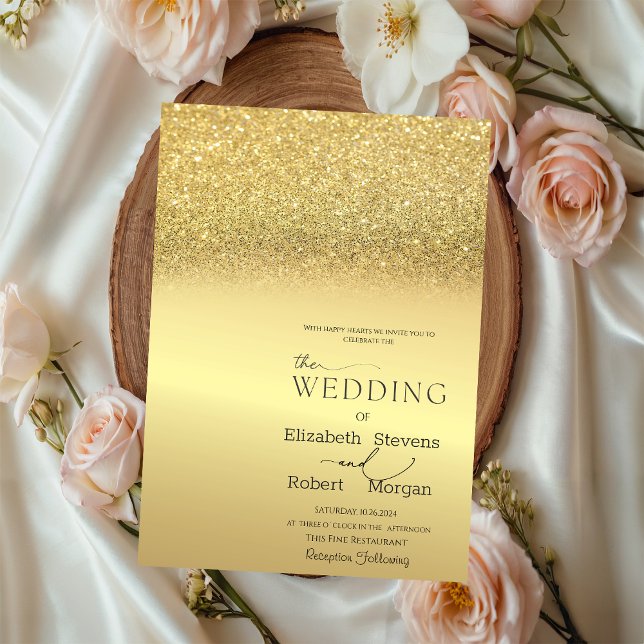 Invitación de boda elegante con brillo dorado Boke (Subido por el creador)