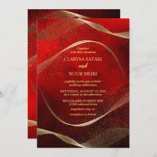 Invitación de boda elegante con brillo en rosa dor