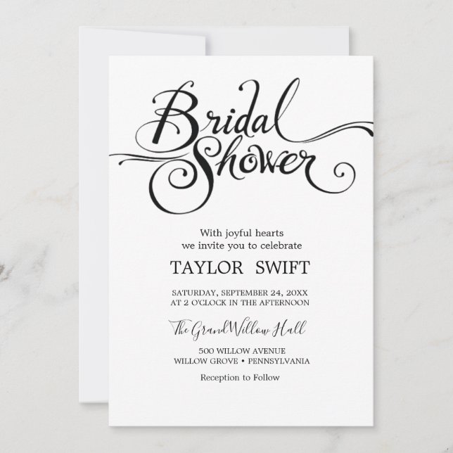 Invitación de boda elegante con caligrafía en oro  (Anverso)
