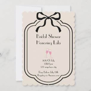 Invitación de boda elegante con champán rosado