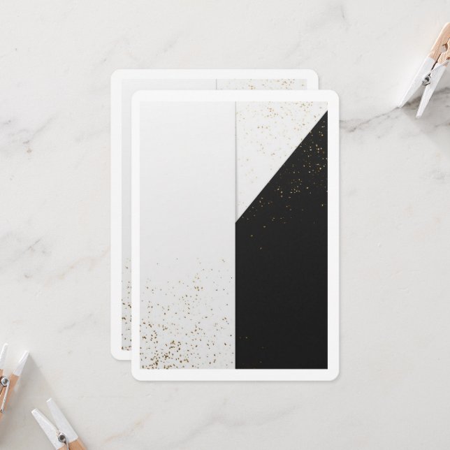 Invitación de boda elegante con confeti minimalist (Anverso/Reverso In Situ)