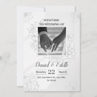 Invitación de boda elegante con diseño floral