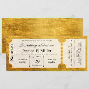 Invitación de boda elegante con entrada negra y do