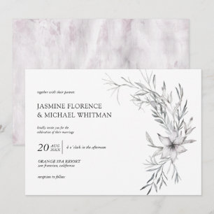 invitación de boda elegante con estampado botánico