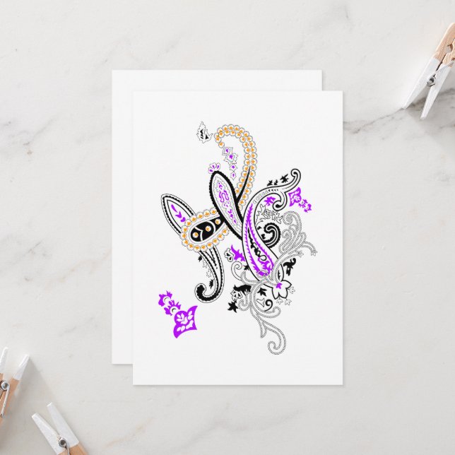Invitación de boda elegante con estampado de paisl (Anverso/Reverso In Situ)