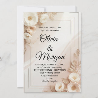 Invitación de boda elegante con flora de hierba de