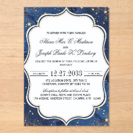 Invitación de boda elegante con flores azules boho