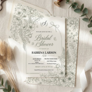 Invitación de boda elegante con flores de color ve