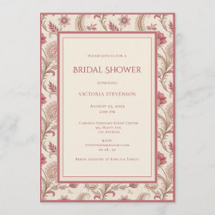 Invitación de boda elegante con flores rosadas