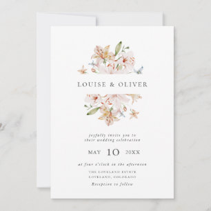 Invitación de boda elegante con flores silvestres