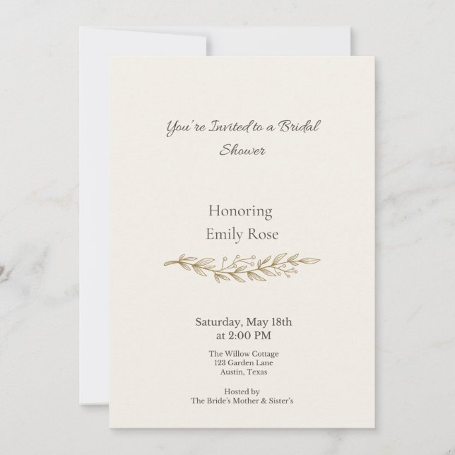 Invitación de boda elegante con flores vintage (Anverso)