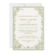 Invitación de boda elegante con flores y rayas de