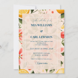 Invitación de boda elegante con flores y rosa clar