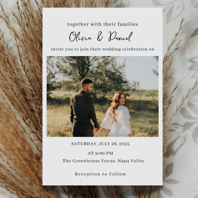 Invitación de boda elegante con foto (Subido por el creador)