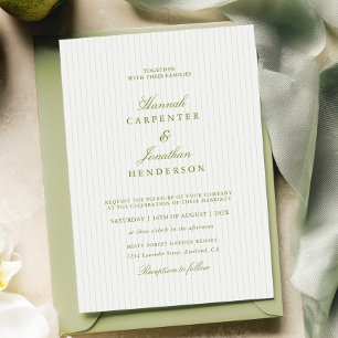 Invitación de boda elegante con franja verde