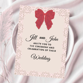 Invitación de Boda Elegante con Lazo de Encaje