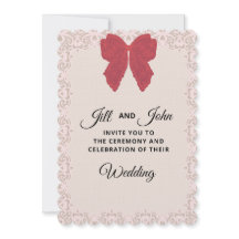 Invitación de Boda Elegante con Lazo de Encaje