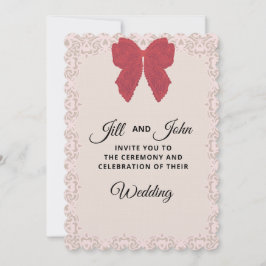 Invitación de Boda Elegante con Lazo de Encaje