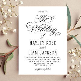 Invitación de boda elegante con letra formal