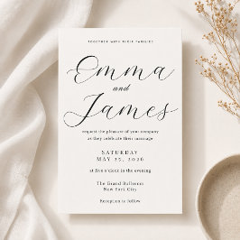 Invitación de boda elegante con letra script + ser