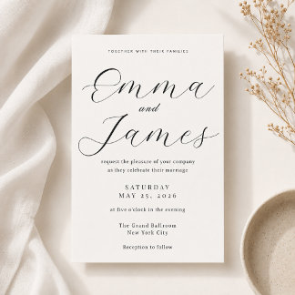 Invitación de boda elegante con letra script + ser
