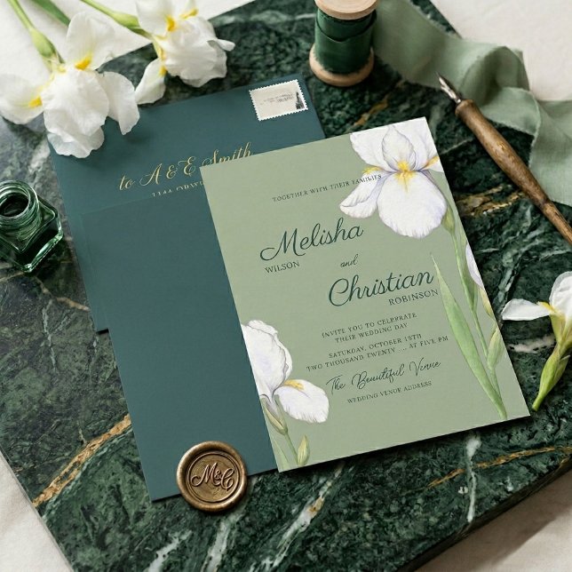 Invitación de boda elegante con lirios al agua (Subido por el creador)