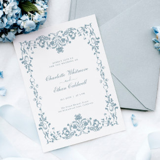 Invitación de boda elegante con marco barroco vint