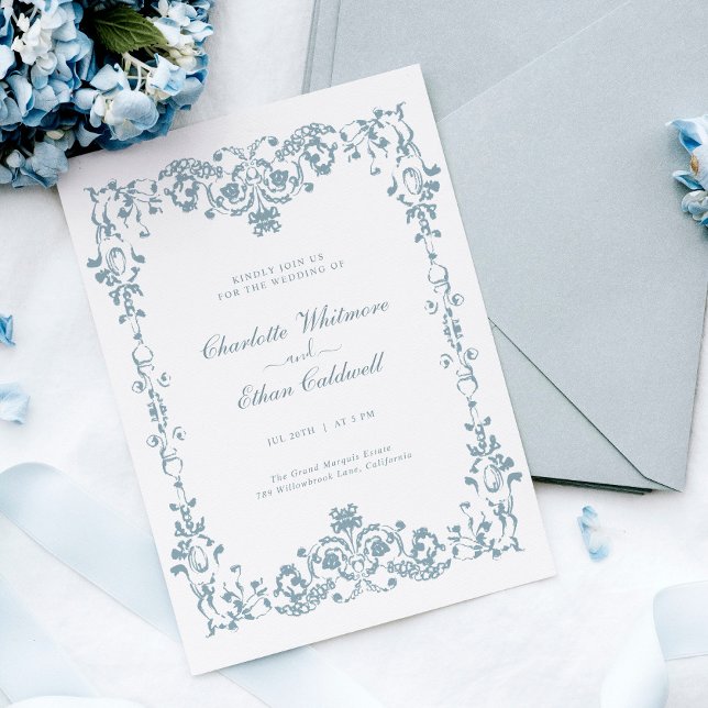 Invitación de boda elegante con marco barroco vint (Subido por el creador)