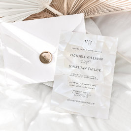 Invitación de boda elegante con monograma blanco