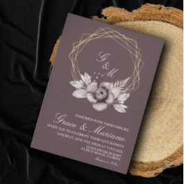Invitación de boda elegante con monograma floral m