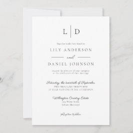 Invitación de Boda Elegante con Monograma Minimali