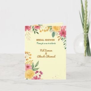 Invitación de boda elegante con nombre doble y flo