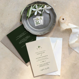 Invitación de boda elegante con palmera y código Q