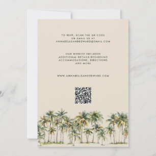 Invitación de boda elegante con palmera y código Q