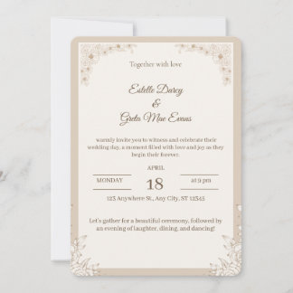 Invitación de boda elegante con patrones florales
